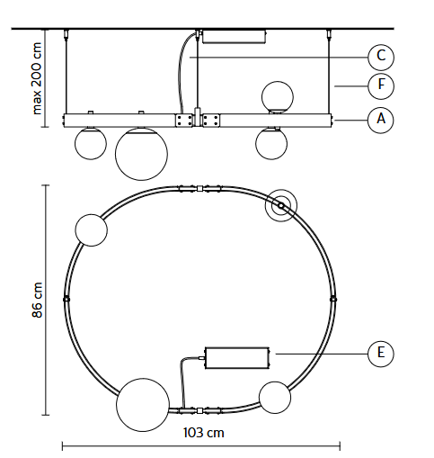 lampa wisząca, lampa sufitowa  Karman